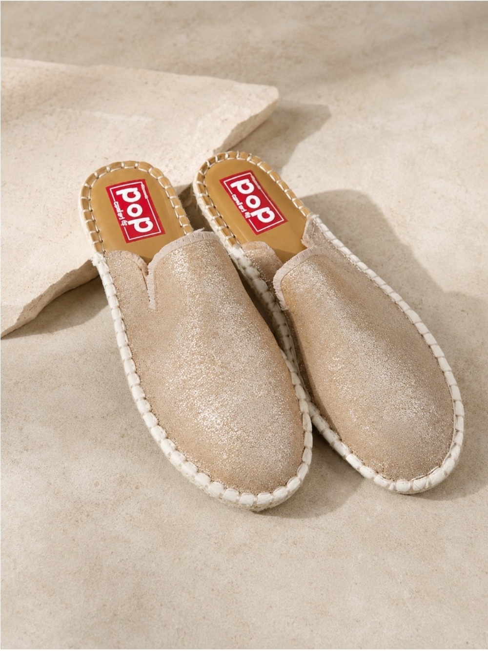 POP Comfort Fit “Amber” Gold Glitter Mule Slides – Women’s Size 10M – New In Box